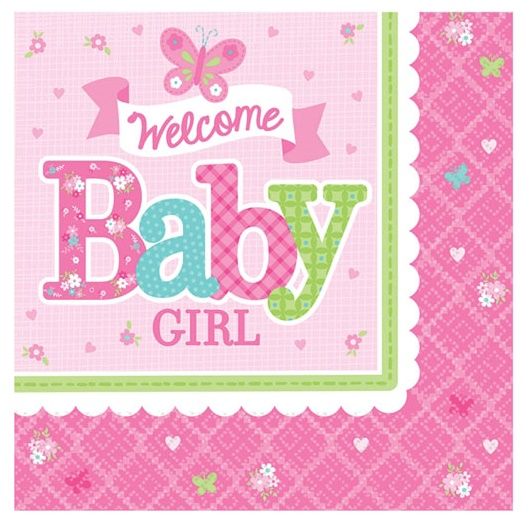 مناديل الغداء لحفلة المولود البنت Welcome Little One من ماركة بارتي سنتر