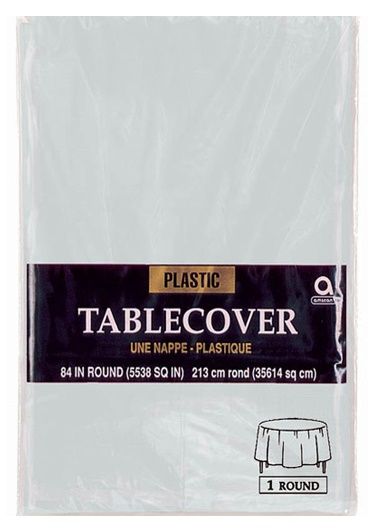 Silver Round Plastic Table Cover