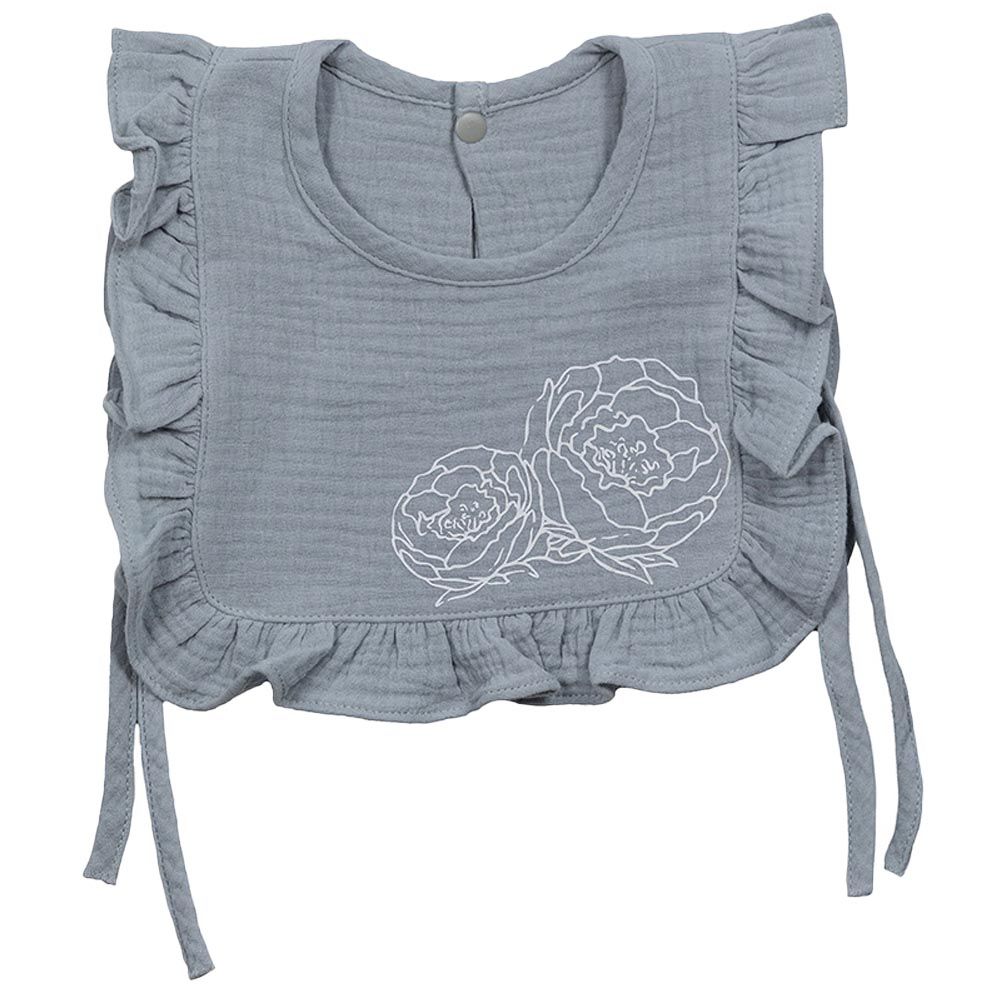 Pioen Baby - Bloom Ruffle Baby Bib - Soft Blue