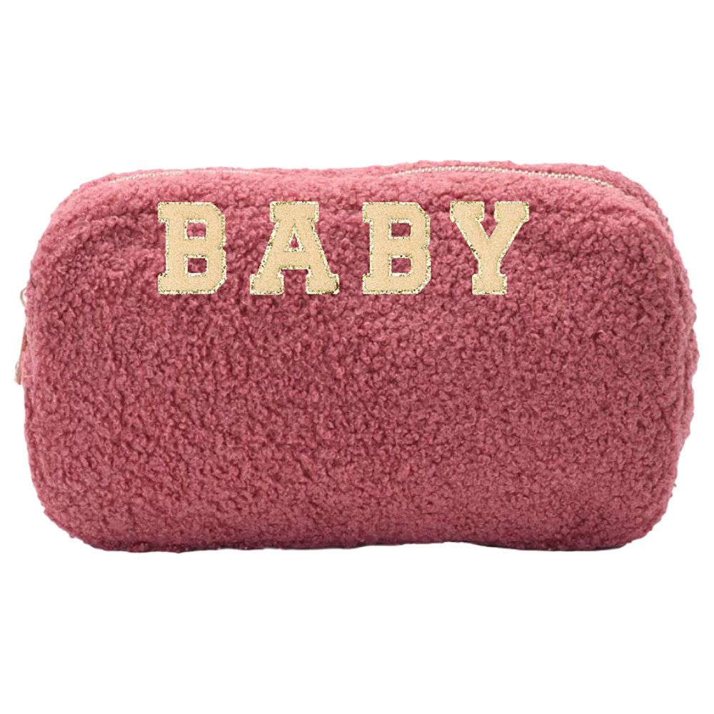 The Happy Tribe - Personalized Small Pouch - Dark Pink Teddy 