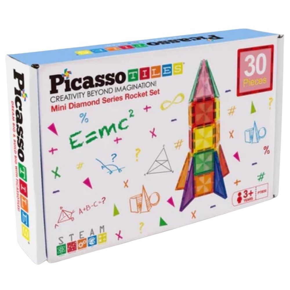 Picasso Tiles - Magnetic Mini Diamond Rocket - 30 Pcs