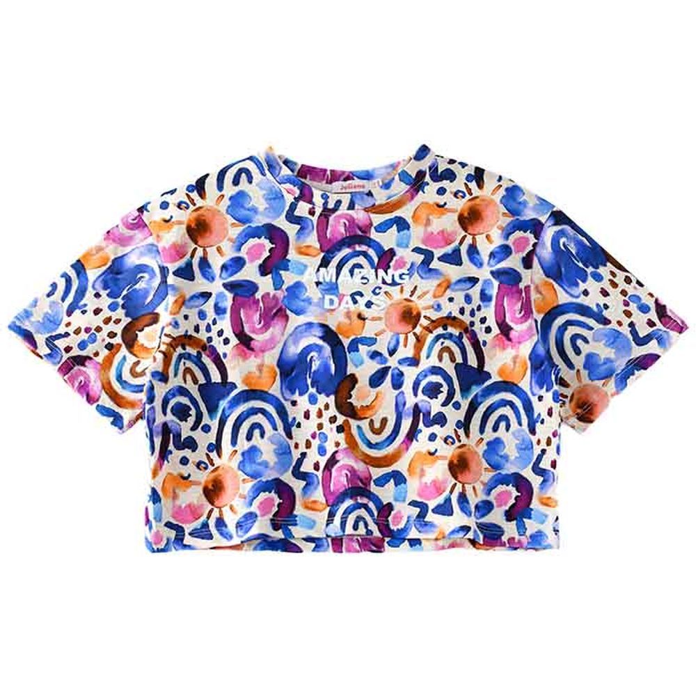 Jelliene - Girl's Floral Printed Crop T-Shirt