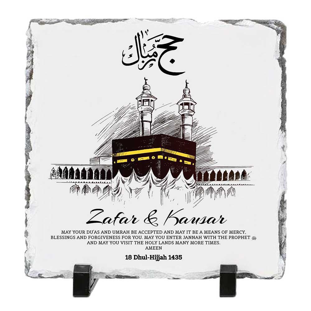 Zayoshe - Hajj Mubarak Personalized Rock Slate - White