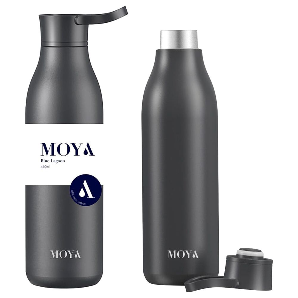 Moya - Blue Lagoon Stainless Steel Water Bottle - 460ml - Black