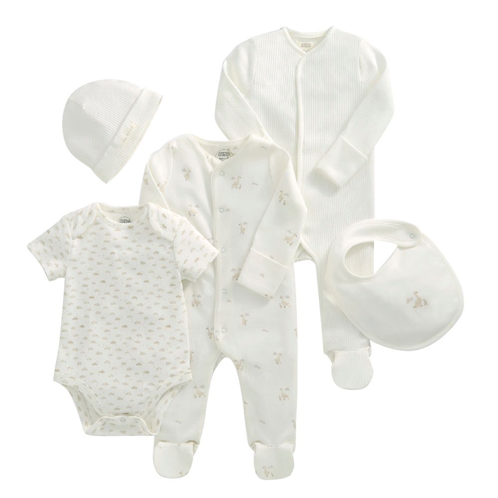 Mamas & Papas - 5pc-Set - Duckling Print Outfit - Neutral