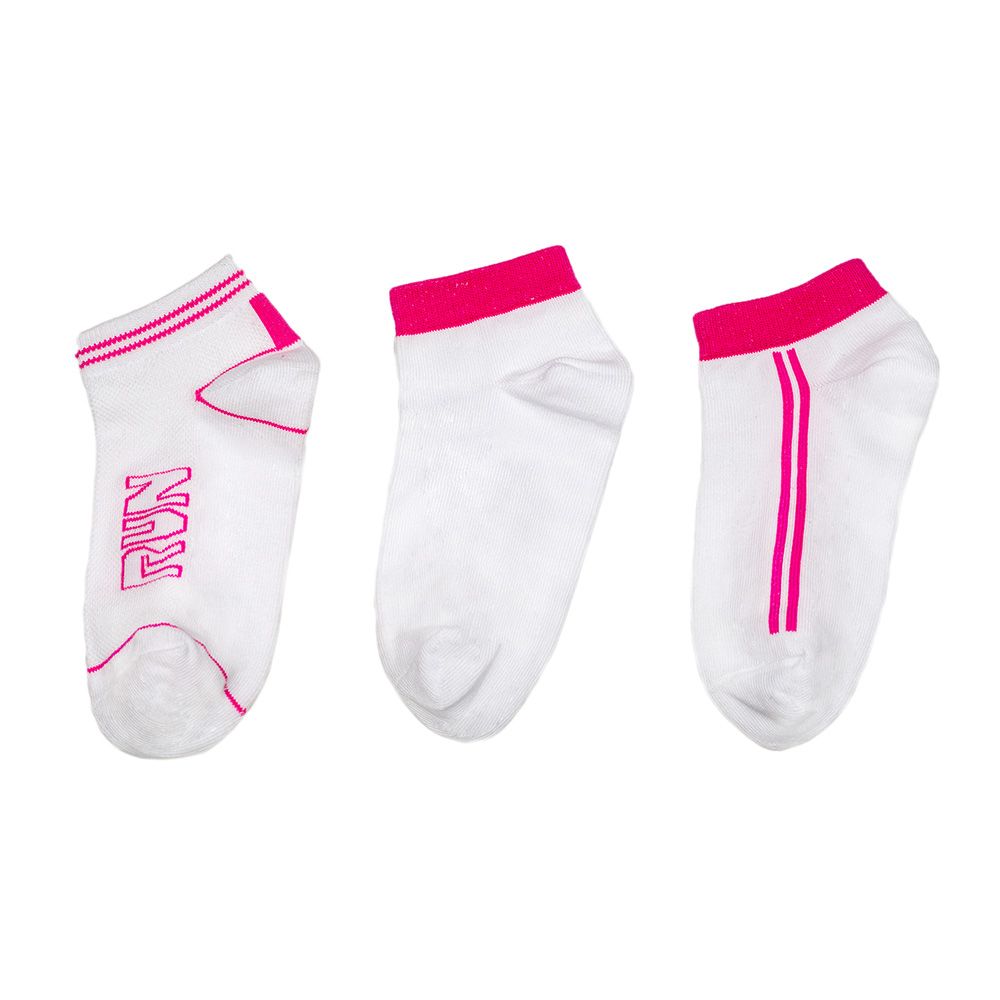 Genius - 3pc-Set - Girl's Trainer Socks - White/Pink