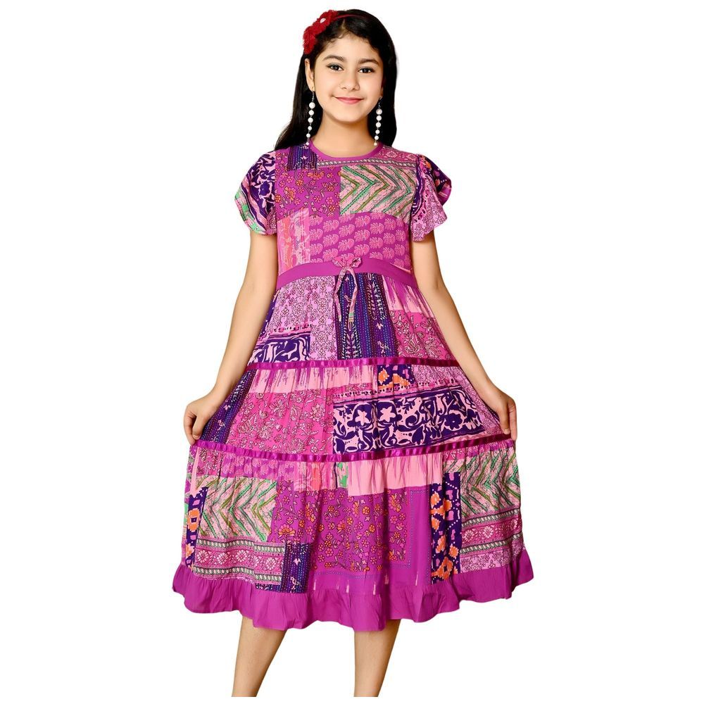 Flower Girl - Girl Printed Dress - Fuchsia