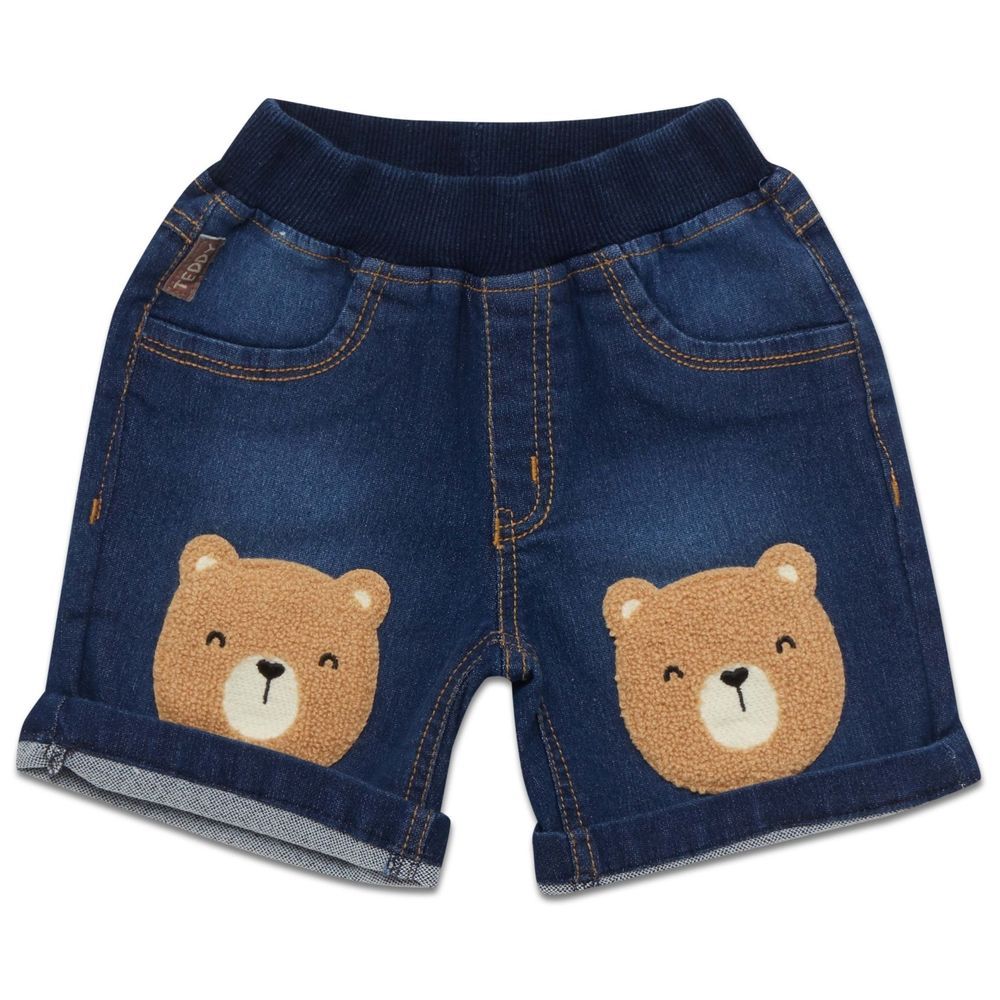 Little Kangaroos - Baby Boy Faded Denim Shorts - Dark Blue