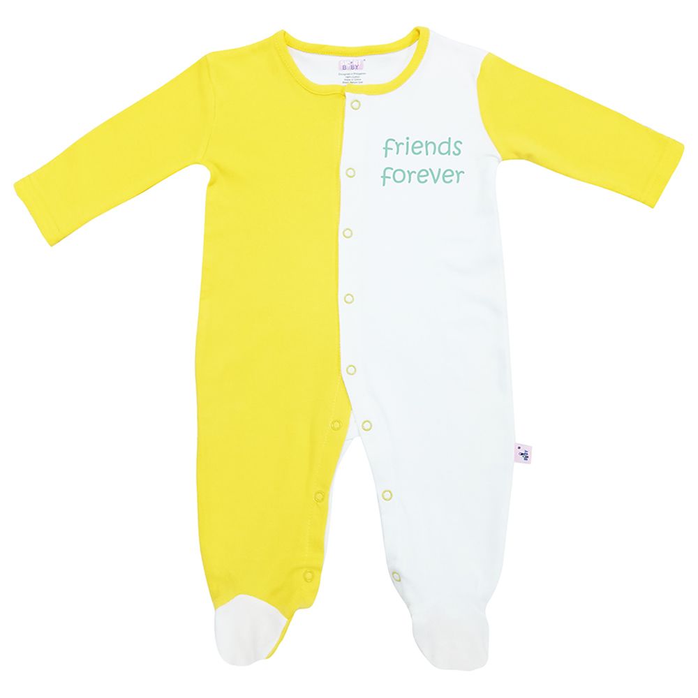 Smart Baby - Baby Boy Footed Sleepsuit - Mustard/White