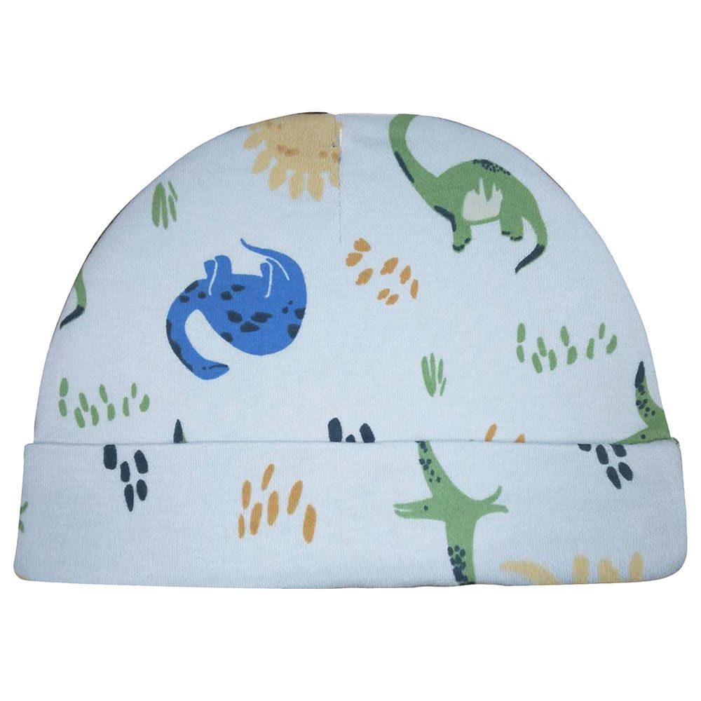 Smart Baby - Baby Boy Printed Cap - White Dino