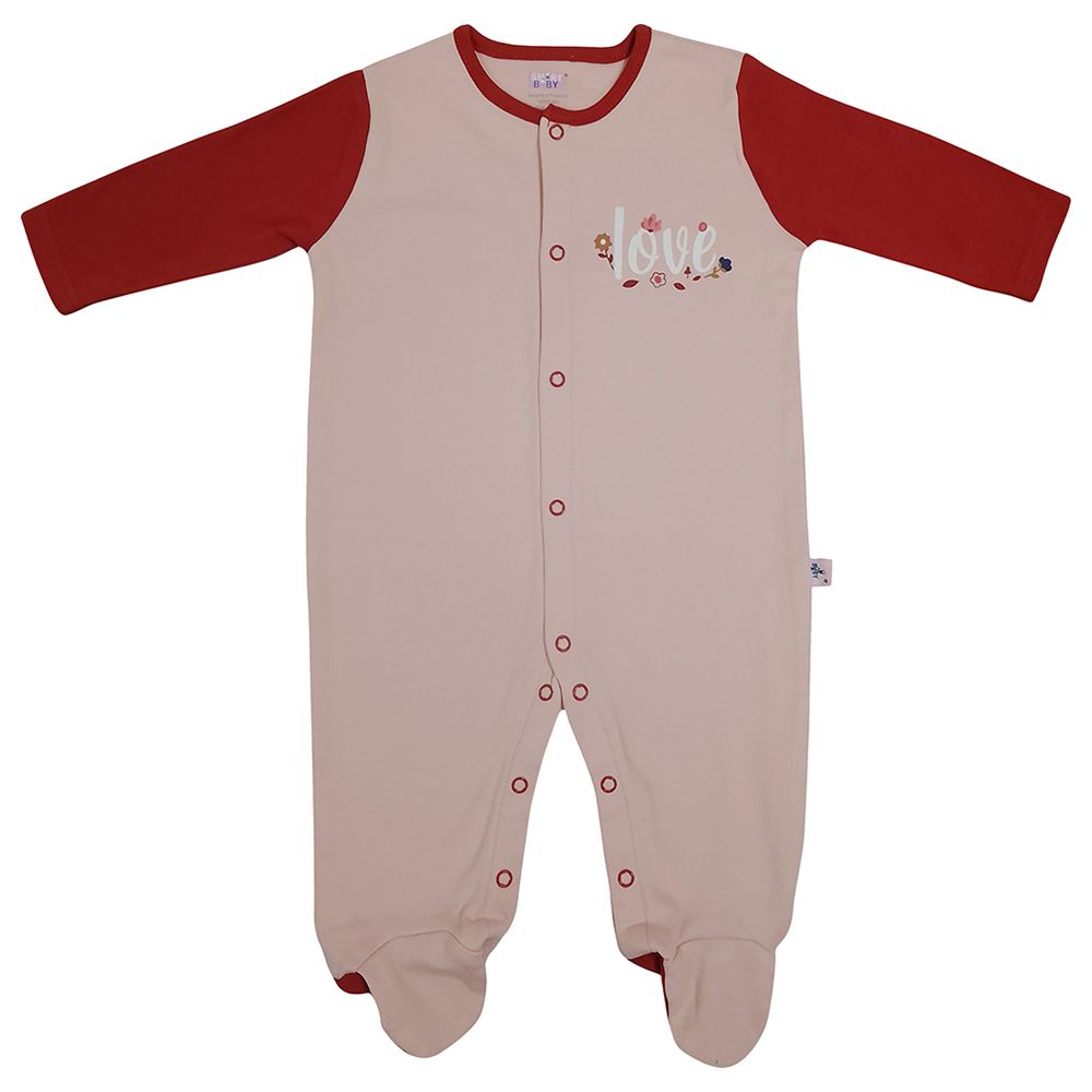 Smart Baby - Baby Girl Footed Sleepsuit - Red Rust