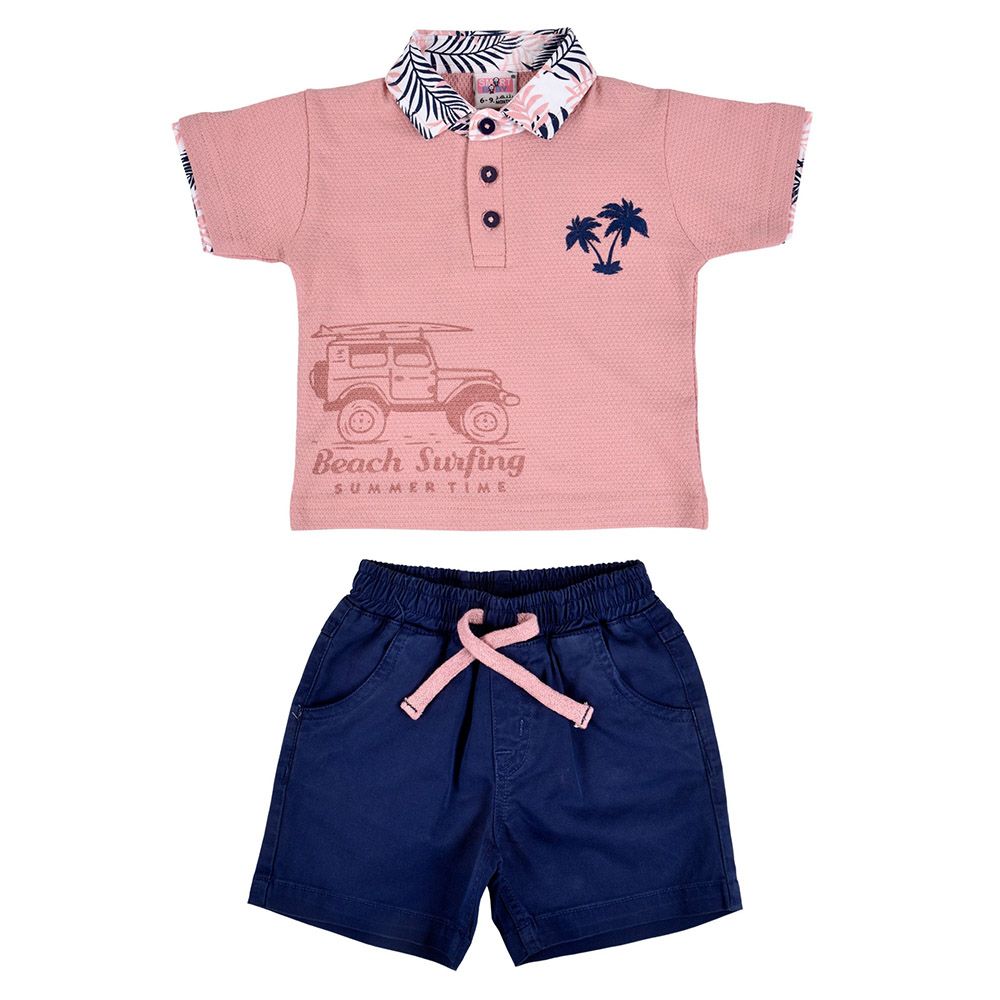 Smart Baby - 2pc-Set - Polo T-Shirt w/ Bermuda Shorts - Onion