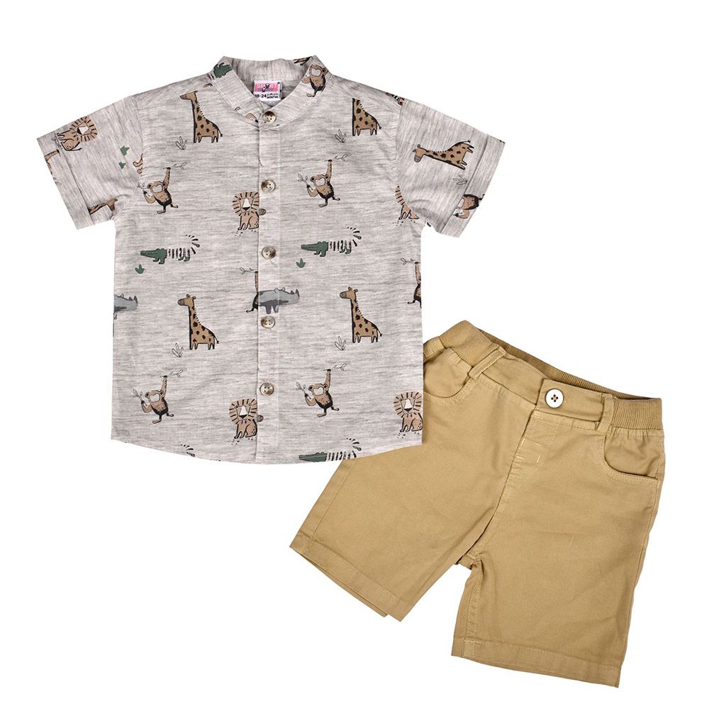 Smart Baby - 3pc-Set - Printed Shirt, Inner w/ Bermuda Shorts