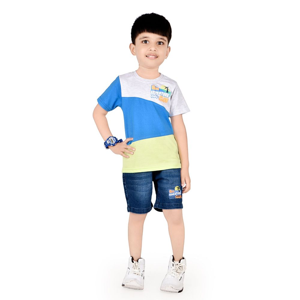 Genius - 2pc-Set - Boy's Half Sleeve T-Shirt w/ Denim Bermuda Shorts