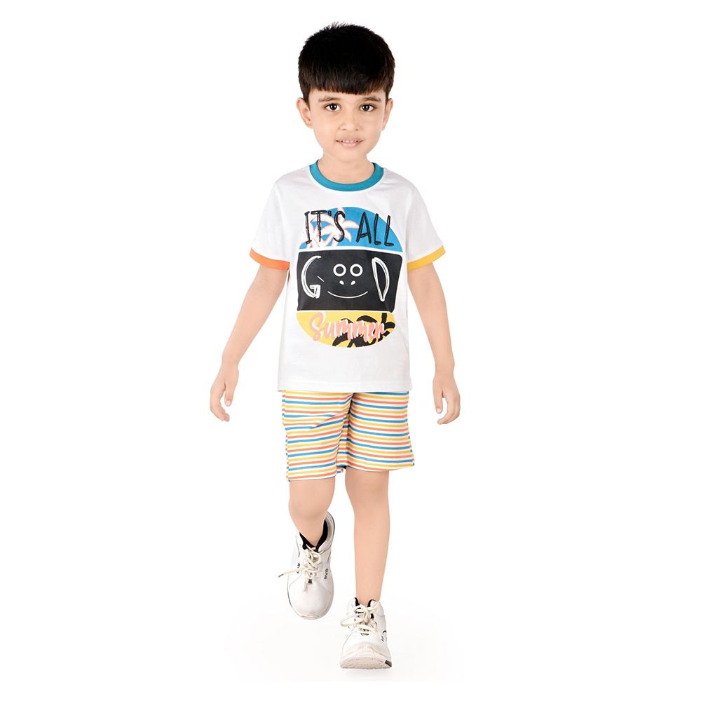 Genius - 2pc-Set - Boy's Summer Print Half Sleeve T-Shirt w/ Bermuda Shorts