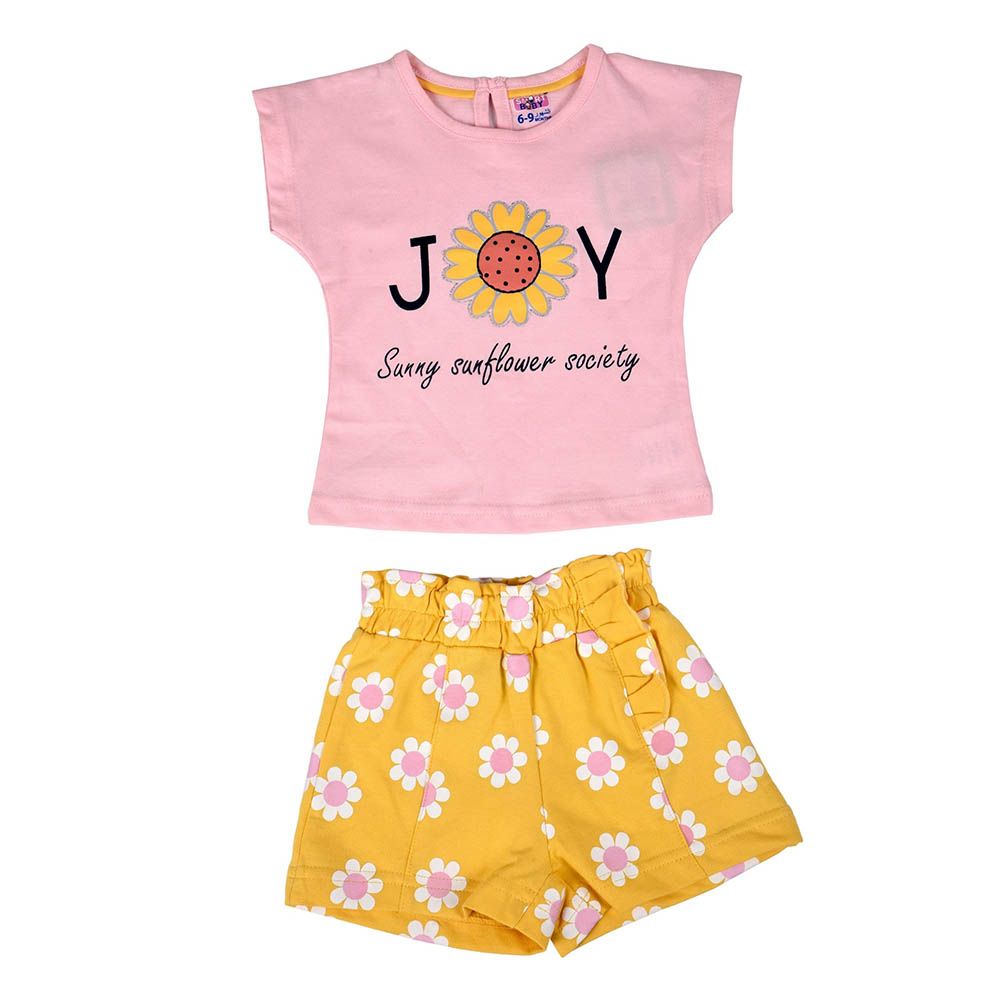 Smart Baby - 2pc-Set - Baby Girl Top w/ Shorts - Baby Pink