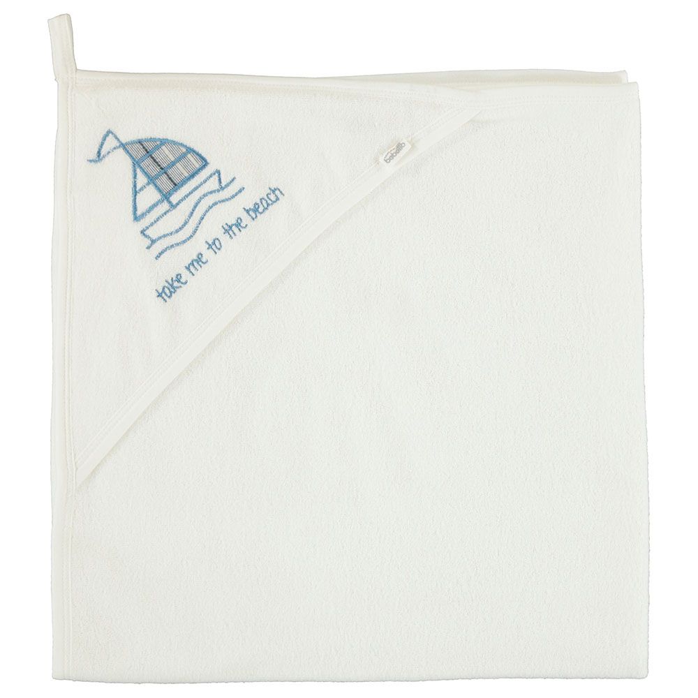 Bebetto - Baby Boy Seagulls Hooded Towel - Ecru