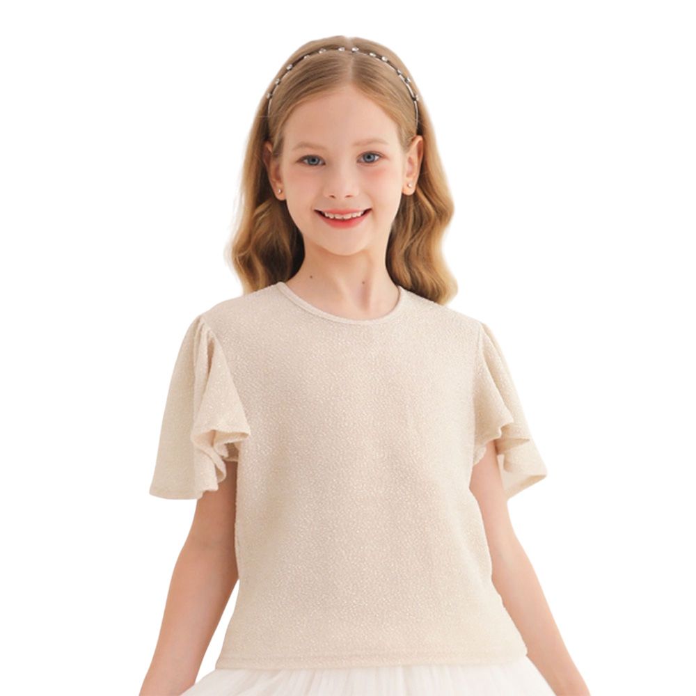 Nexgen Girls - Girl's Round Neck Shorts Sleeve Top - Gold