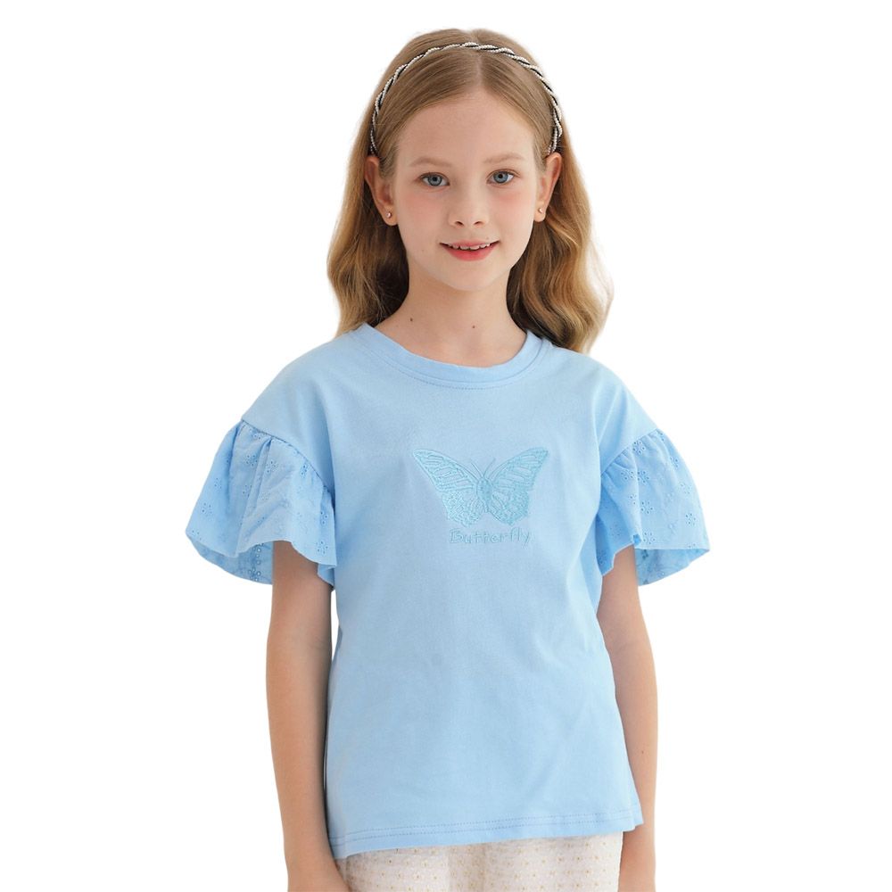 Nexgen Girls - Girl's Round Neck Shorts Sleeve T-Shirt - Blue