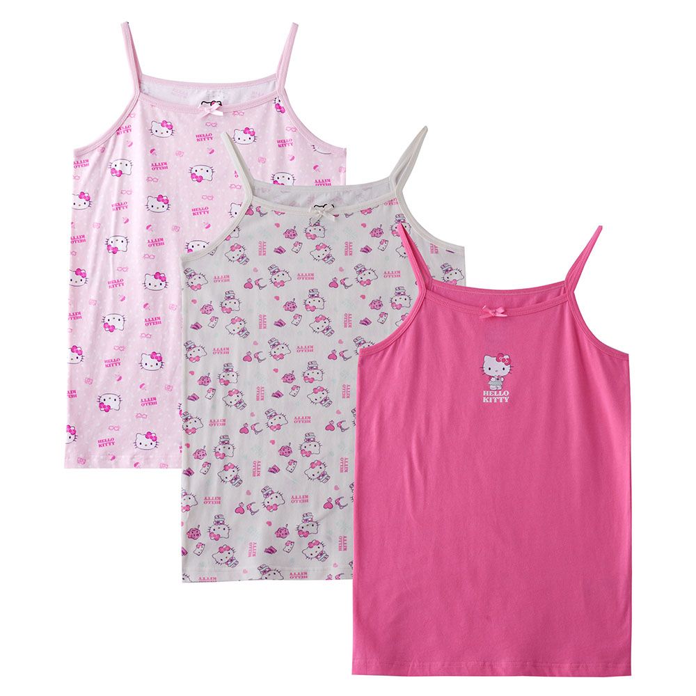 Hello Kitty - 3pc-Set - Girl Printed Camisole - White/Pink