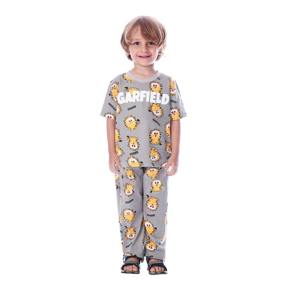 Garfield - 2pc-Set - Boy Short Sleeve T-Shirt w/ Pyjama - Grey