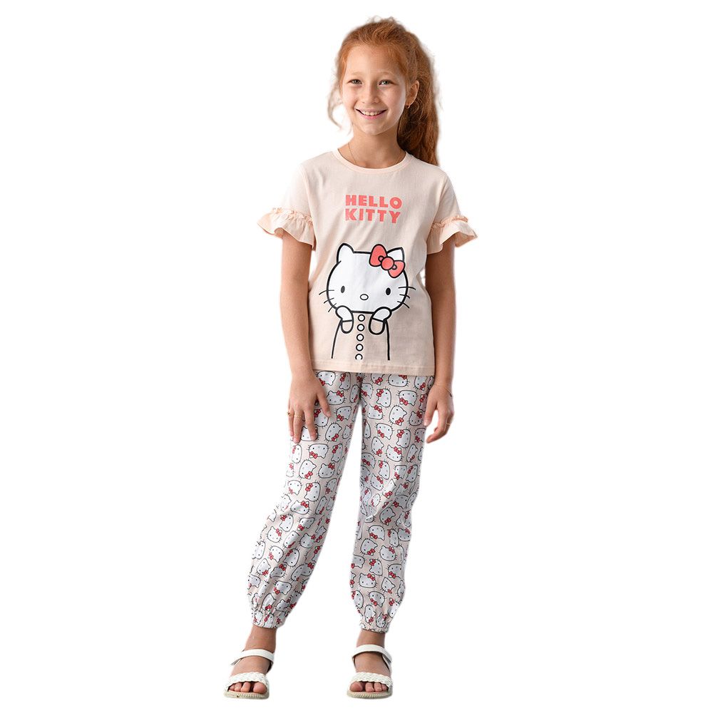 Hello Kitty - 2pc-Set - Girl T-Shirt w/ Harem Pants - Cream/White