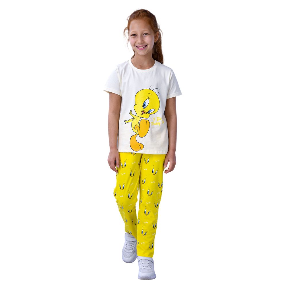 Looney Tunes - 2pc-Set - Girl Tweety T-Shirt w/ Pants - White/Yellow