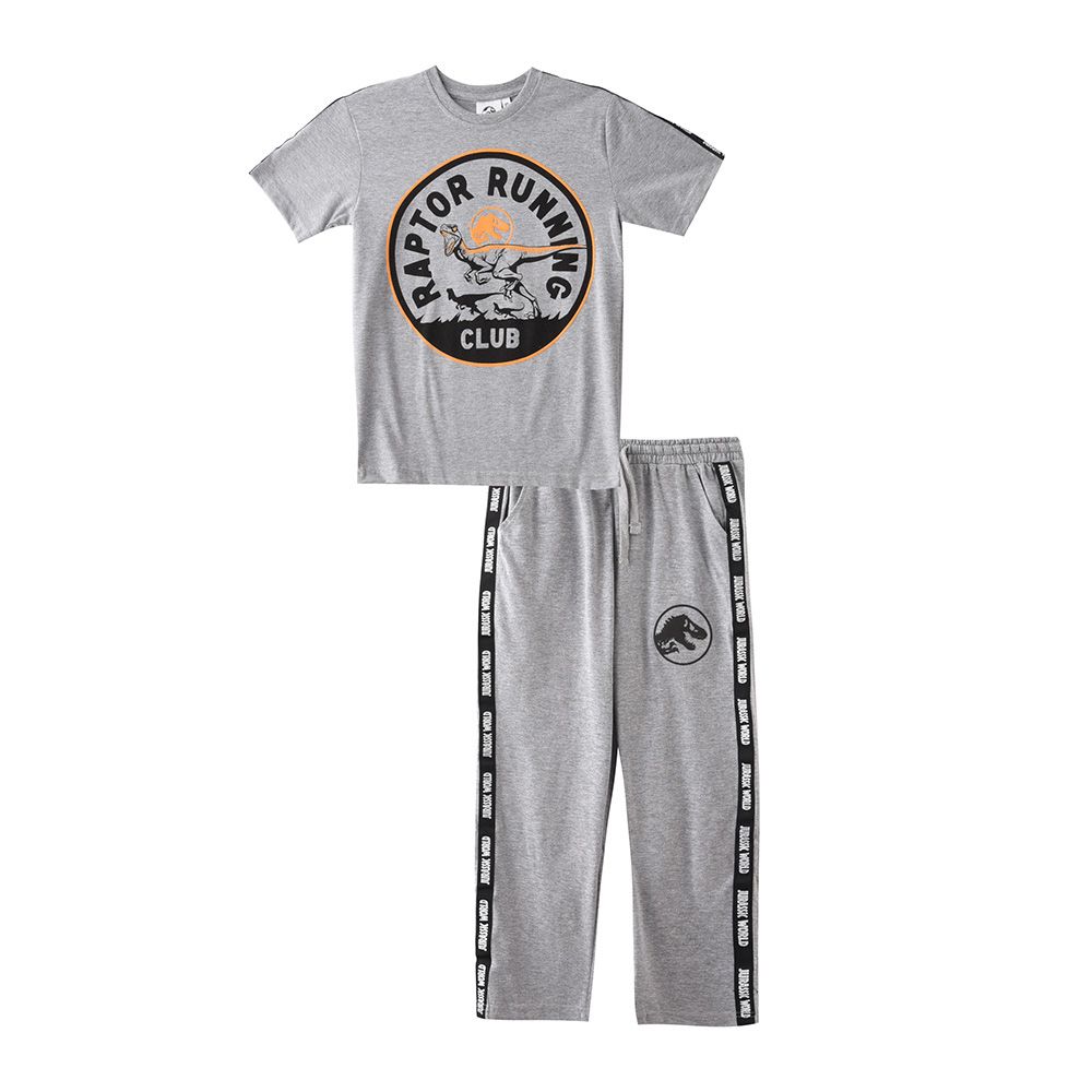 Jurassic World - 2pc-Set - Boy T-Shirt w/ Pyjama - Grey