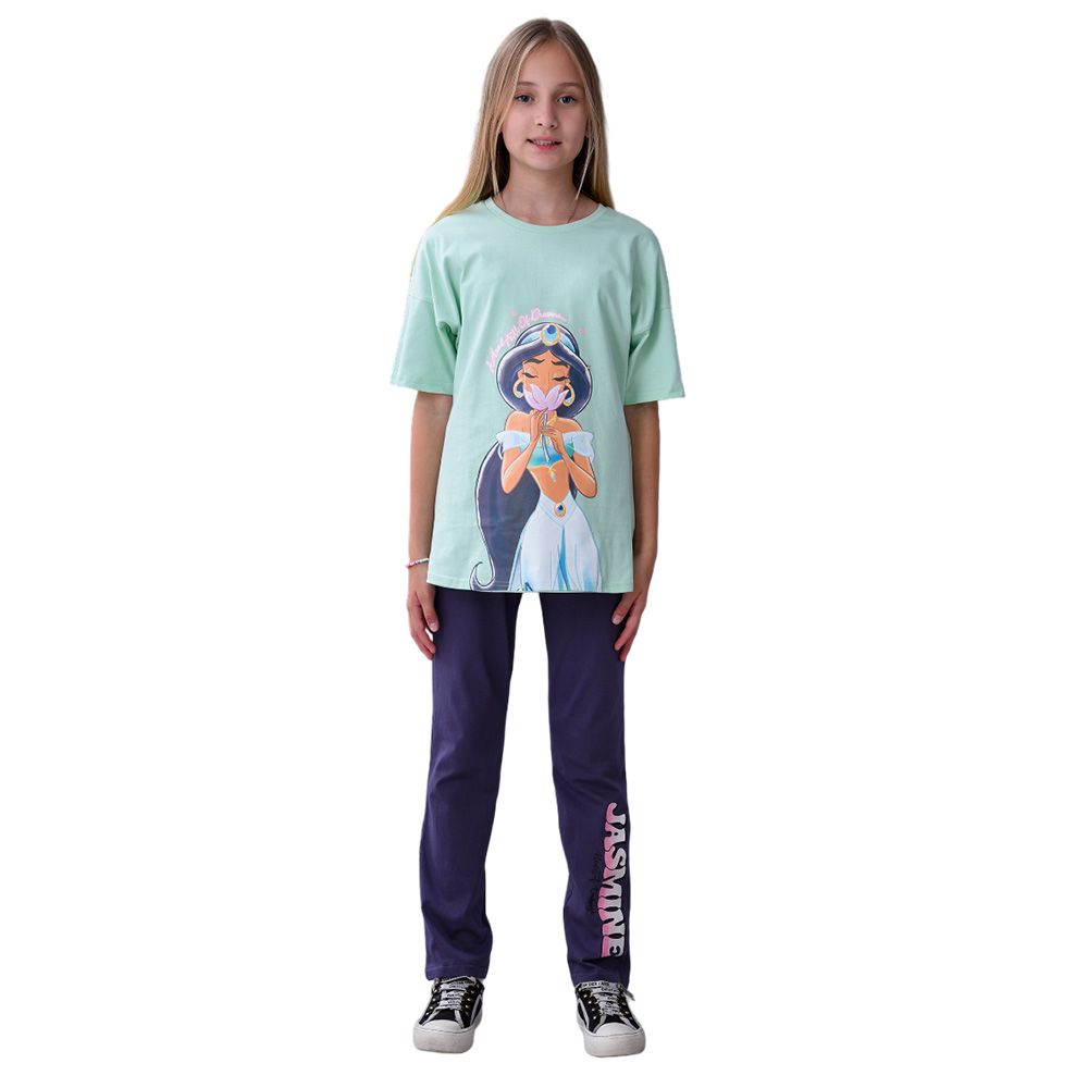 Disney - 2pc-Set - Girl Jasmine Print T-Shirt w/ Pants - Green