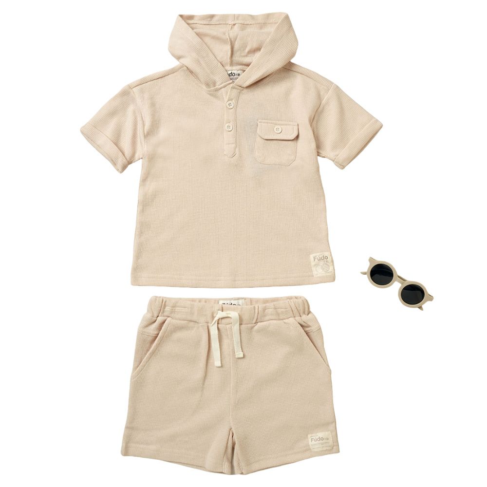 Lily & Jack - 3pc-Set - Baby Boy T-Shirt, Shorts And Sunglasses - Beige