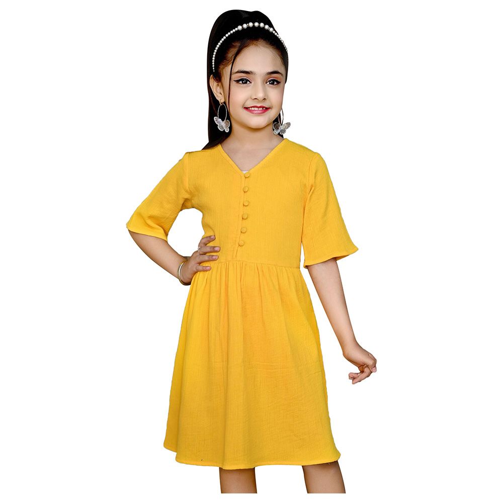 Flower Girl - Girl's Plain Dress - Mustard