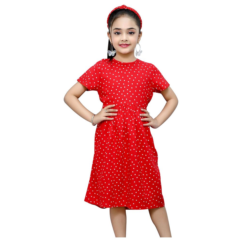 Flower Girl - Girl's Printed Dress - Red