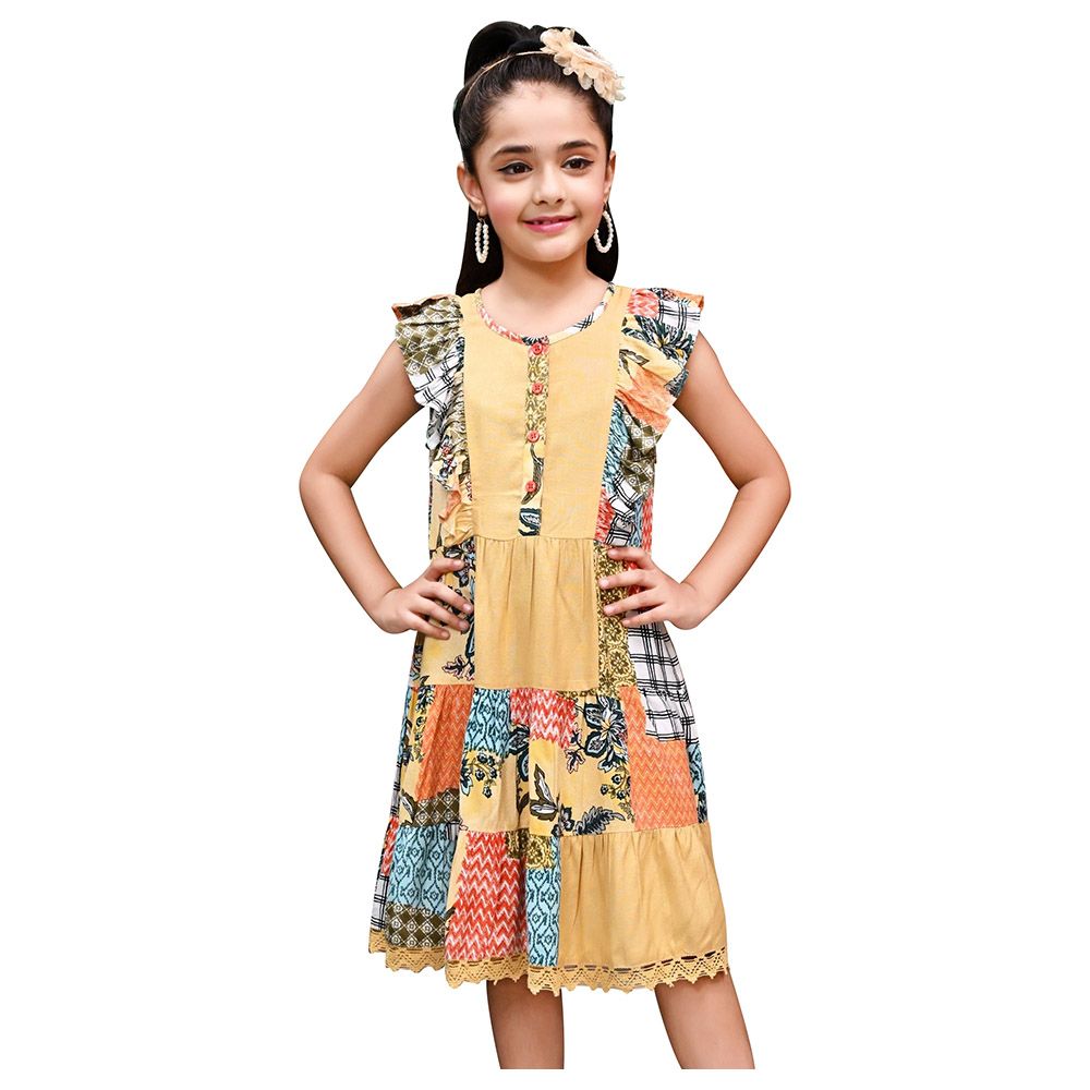 Flower Girl - Girl's Round Neck Sleeveless Printed Dress