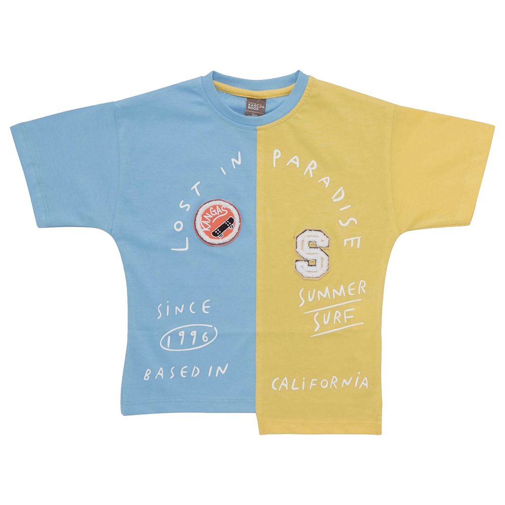 Little Kangaroos - Boy Half Sleeve T-Shirt - Blue/Yellow