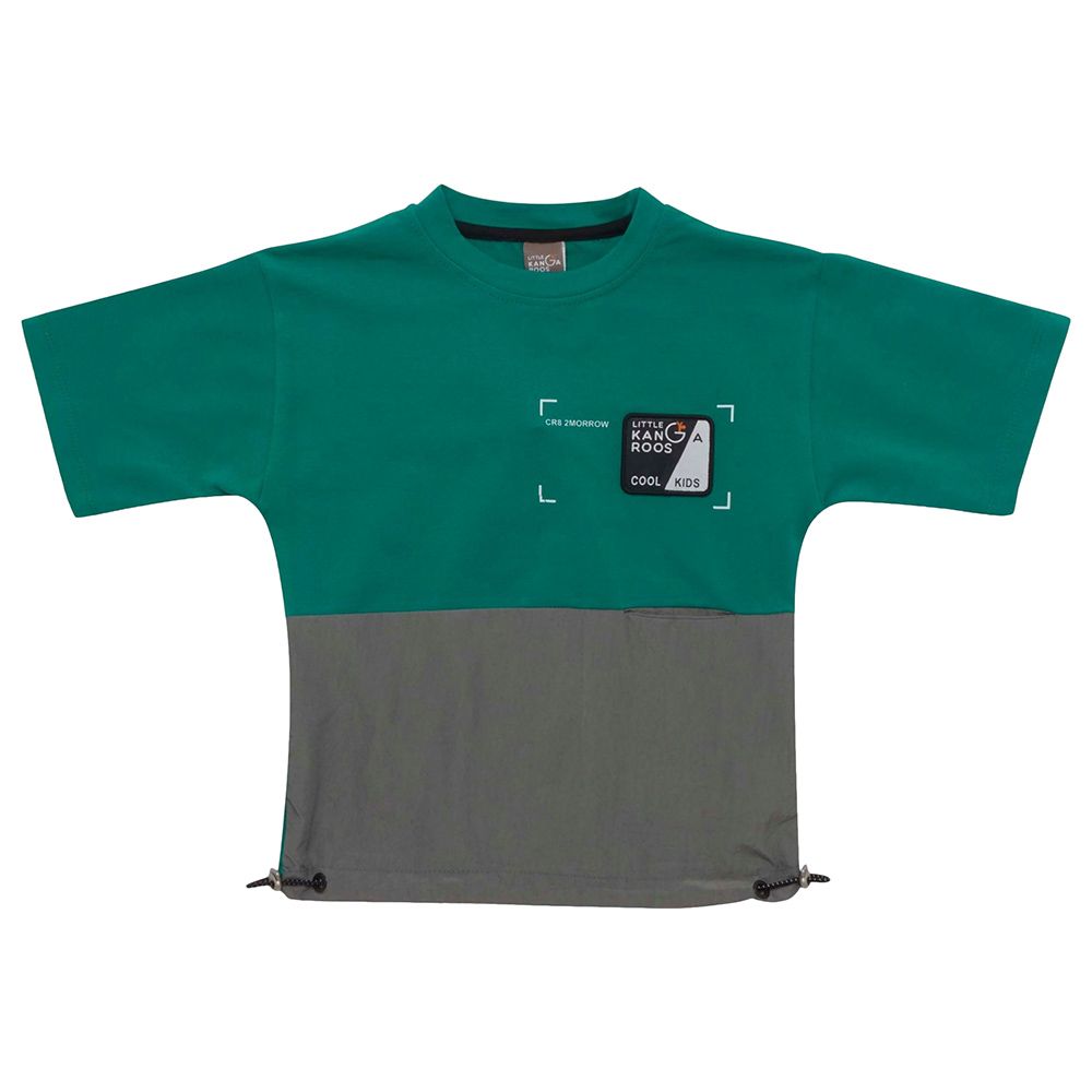 Little Kangaroos - Boy Half Sleeve Round Neck T-Shirt - Green/Grey