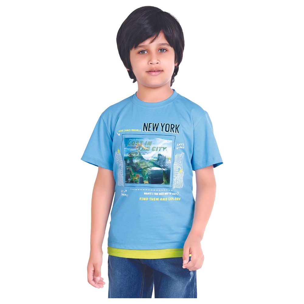 Little Kangaroos - Boy Digital Print T-Shirt - Bigal Blue