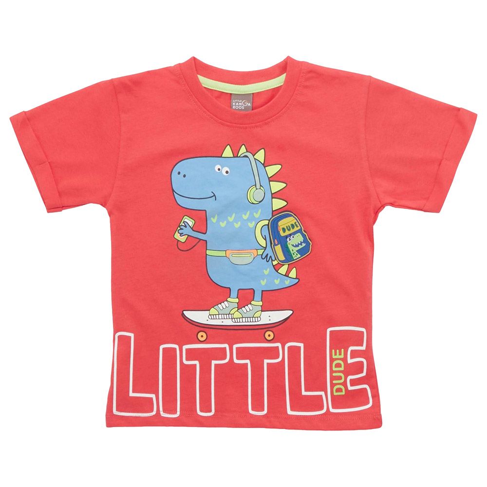 Little Kangaroos - Boy Little Dude T-Shirt - Coral