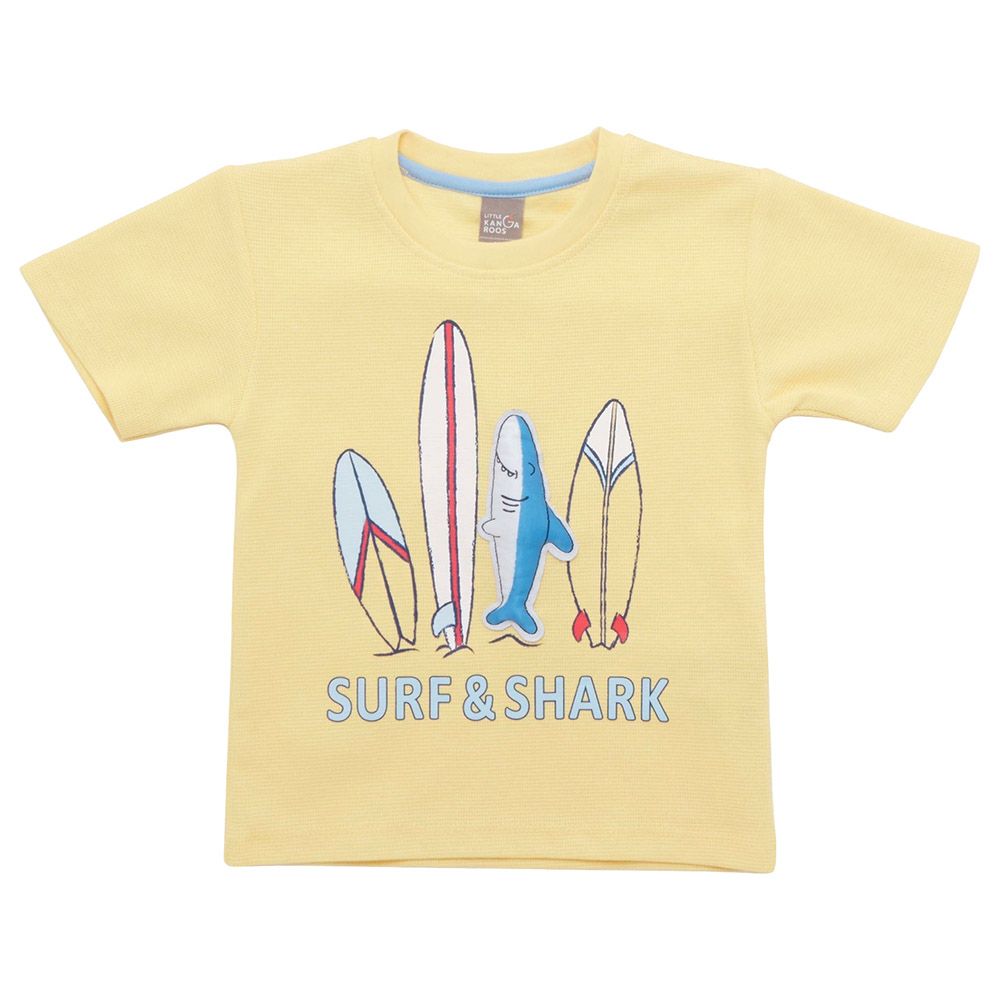 Little Kangaroos - Boy Surf & Shark T-Shirt - Beige