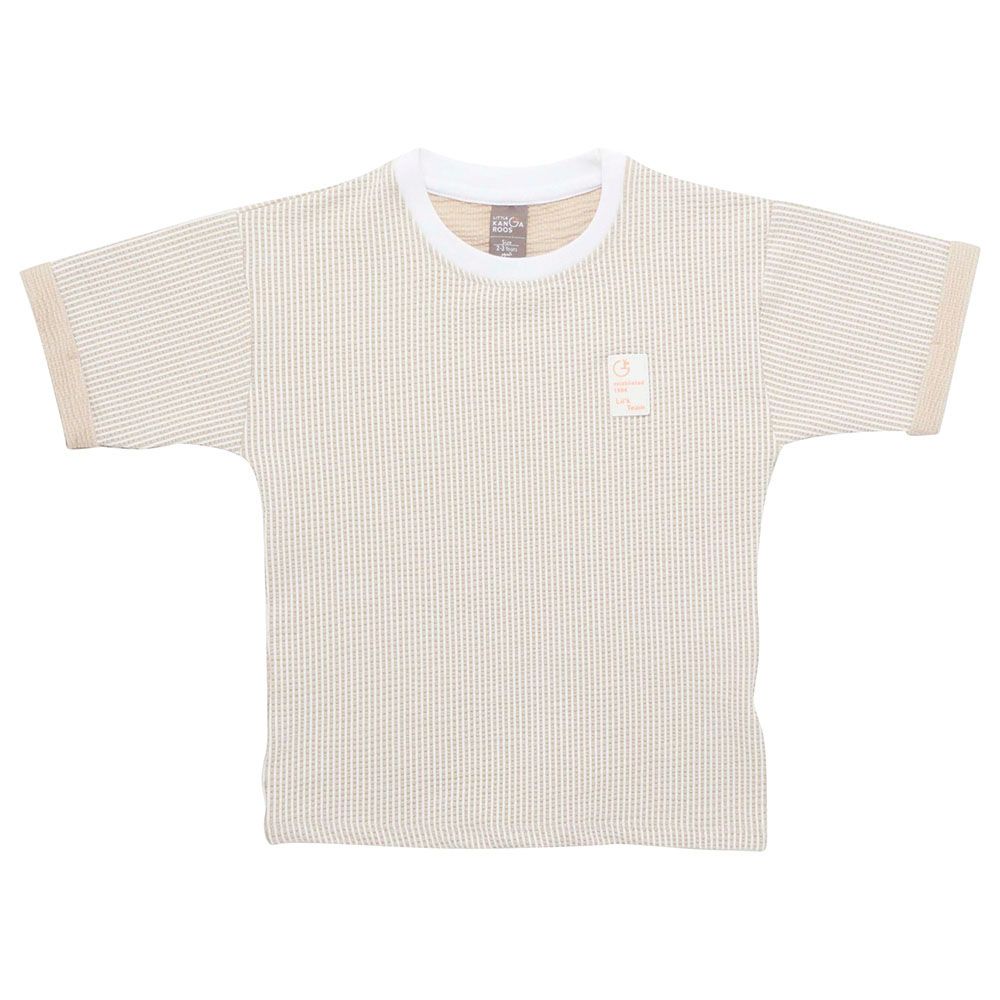 Little Kangaroos - Boy Round Neck Half Sleeve T-Shirt - Fawn