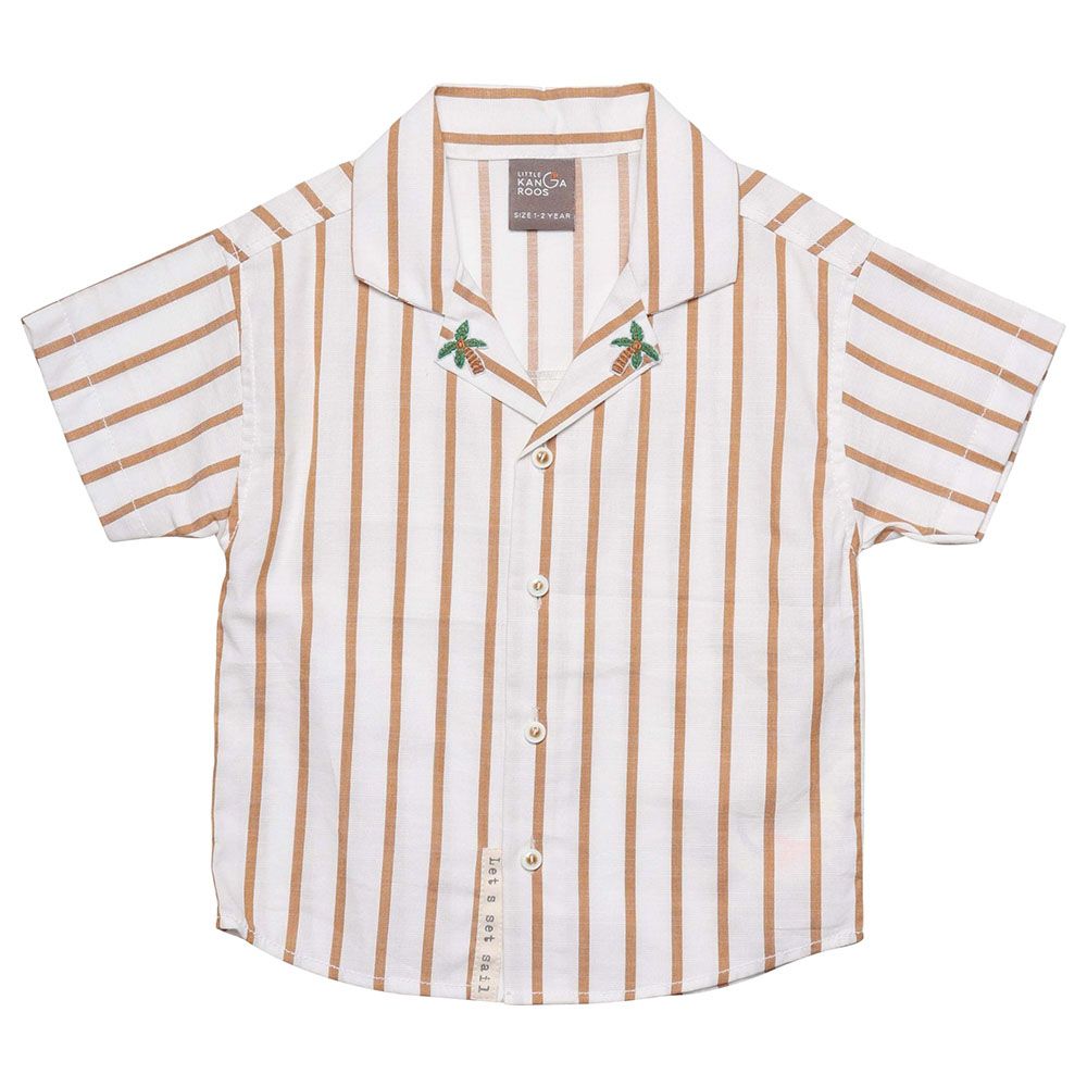 Little Kangaroos - Boy Half Sleeve Striped Shirt - Mustard/White