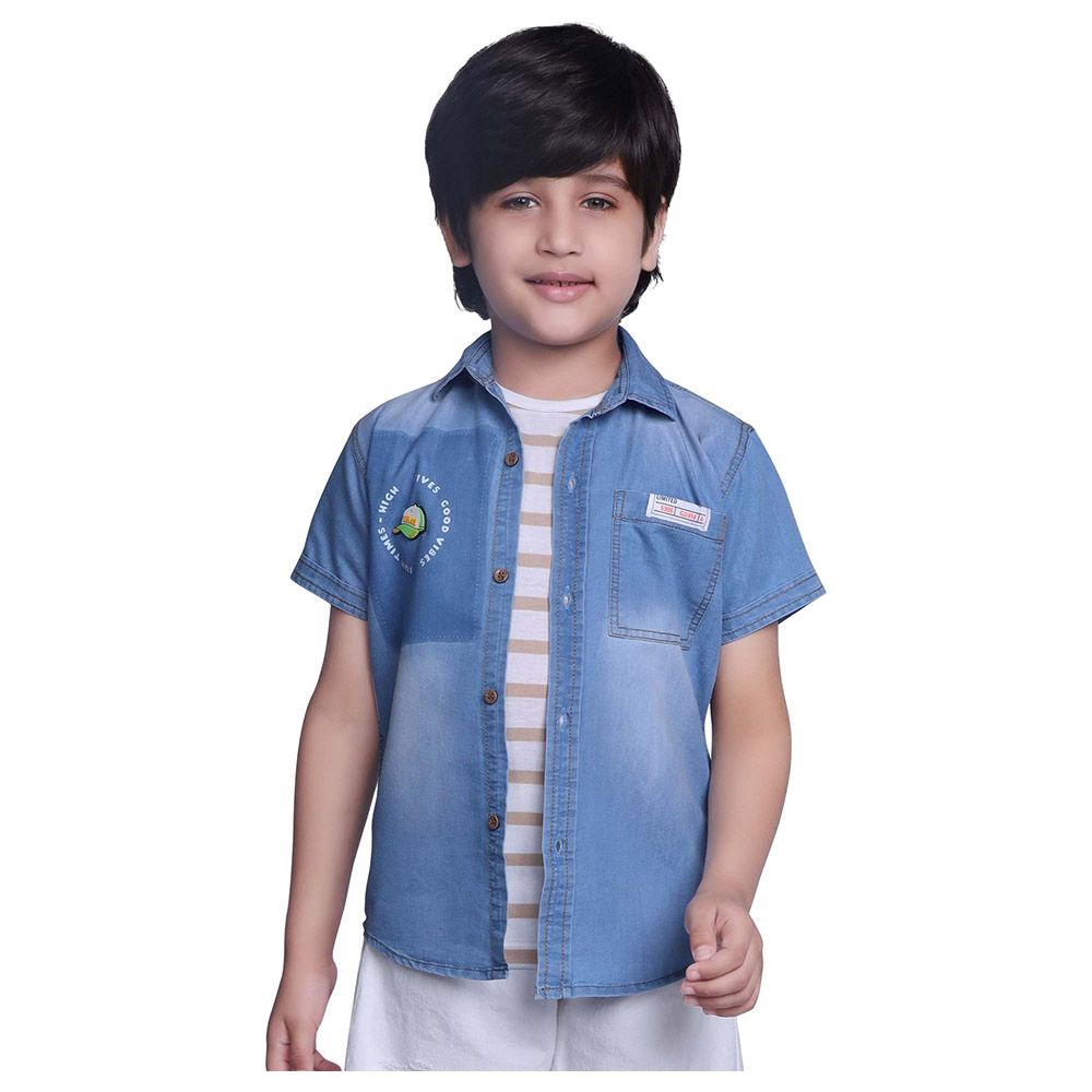 Little Kangaroos - Boy Short Sleeve Shirt - Light Blue