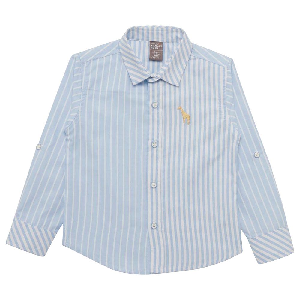 Little Kangaroos - Boy Collar Neckline Half Printed Shirt - Sky Blue