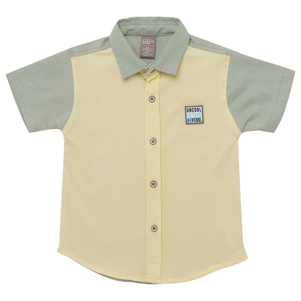 Little Kangaroos - Boy Half Sleeve Collar Neck Shirt - Lemon/Green