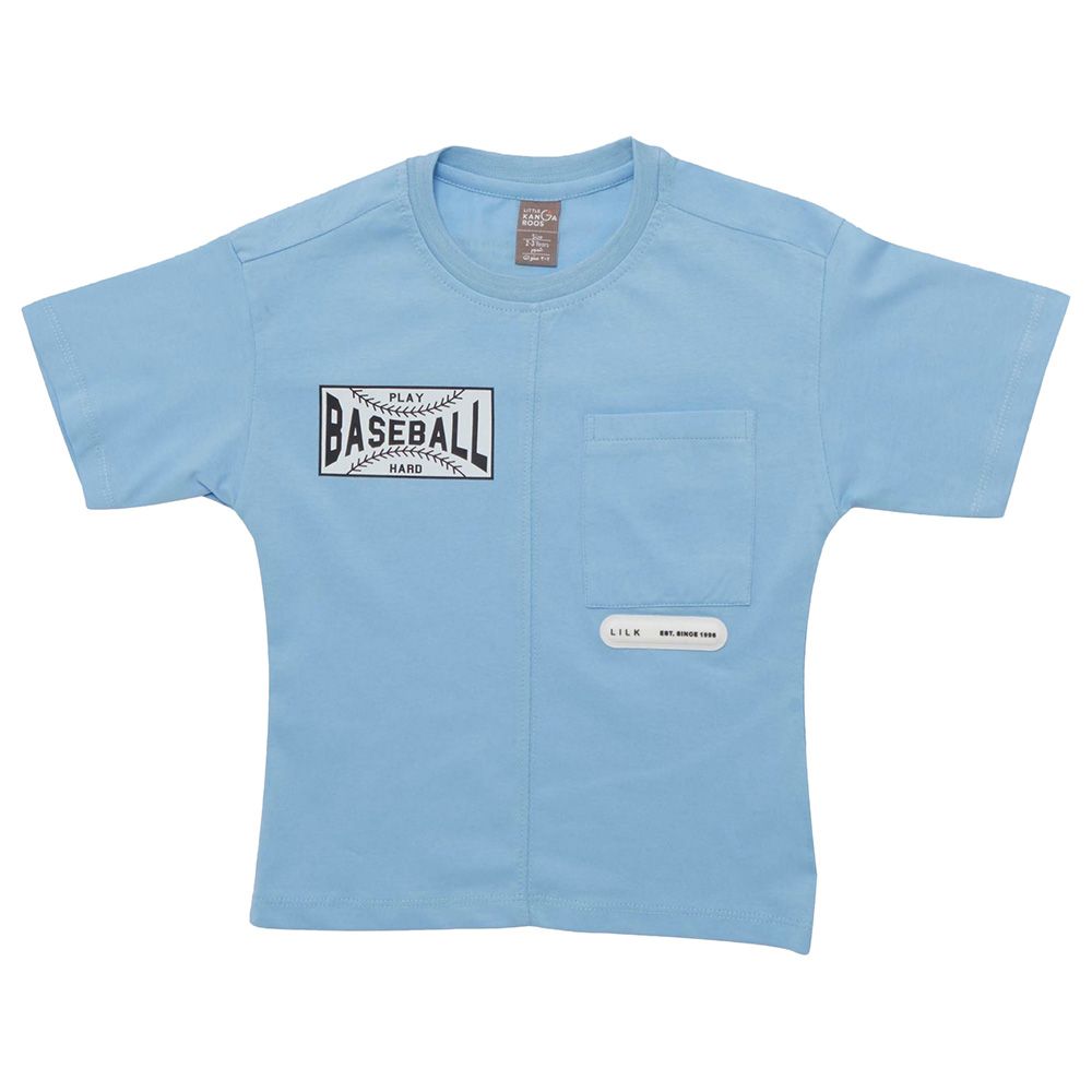 Little Kangaroos - Boy Round Neck Baseball T-Shirt - Bigal Blue