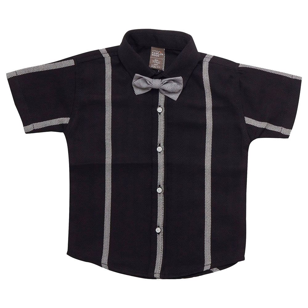 Little Kangaroos - Boy Collar Neck Striped Shirt - Black