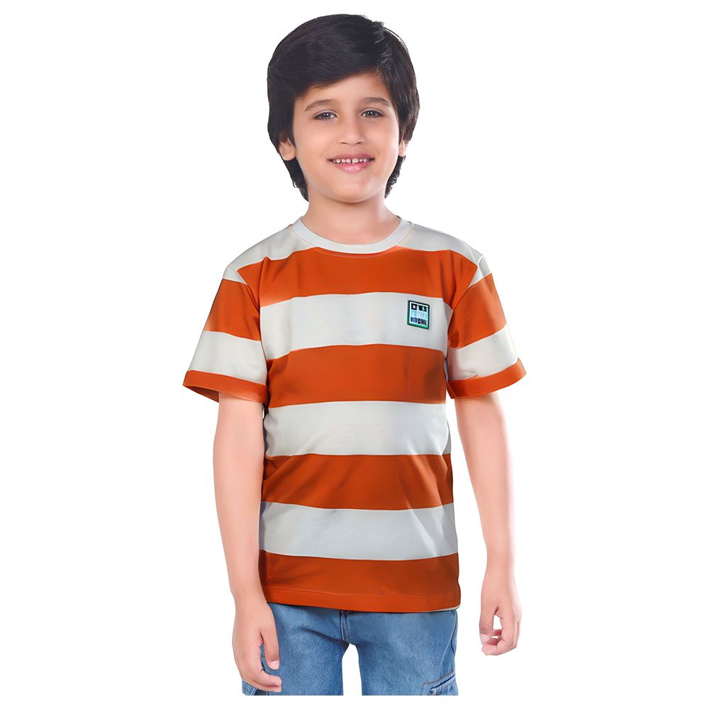 Little Kangaroos - Boy Striped Print T-Shirt - Rust