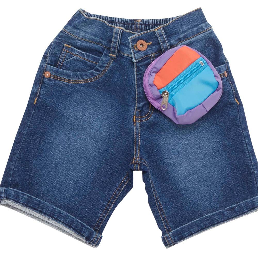 Little Kangaroos - Boy Semi Elastic Denim Shorts - Dark Blue