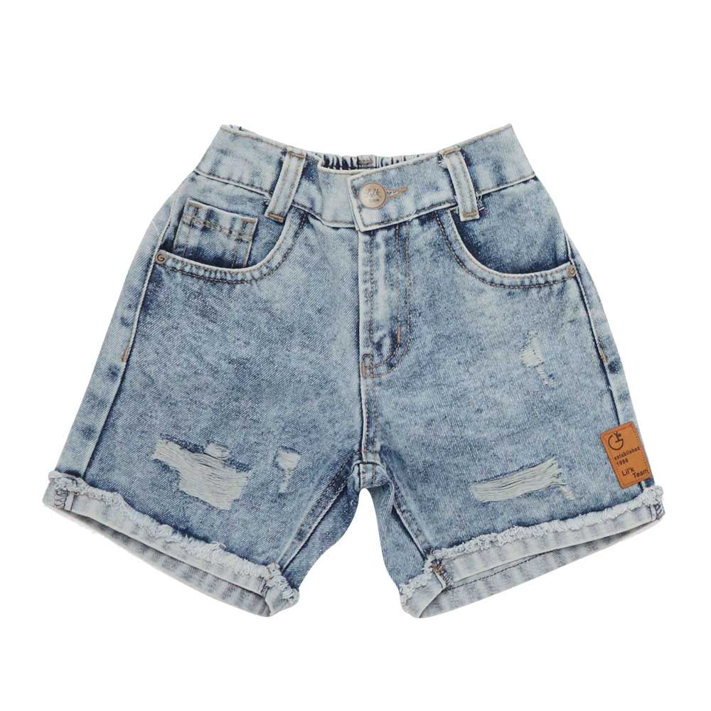 Little Kangaroos - Boy Semi Elasticated Ripped Denim Shorts - Light Blue