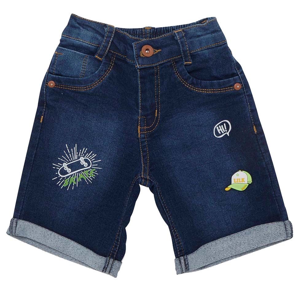 Little Kangaroos - Boy Semi Elastic Denim Shorts - Dark Blue Wash