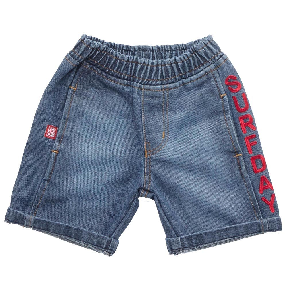 Little Kangaroos - Boy Full Elastic Denim Shorts - Dark Blue Wash